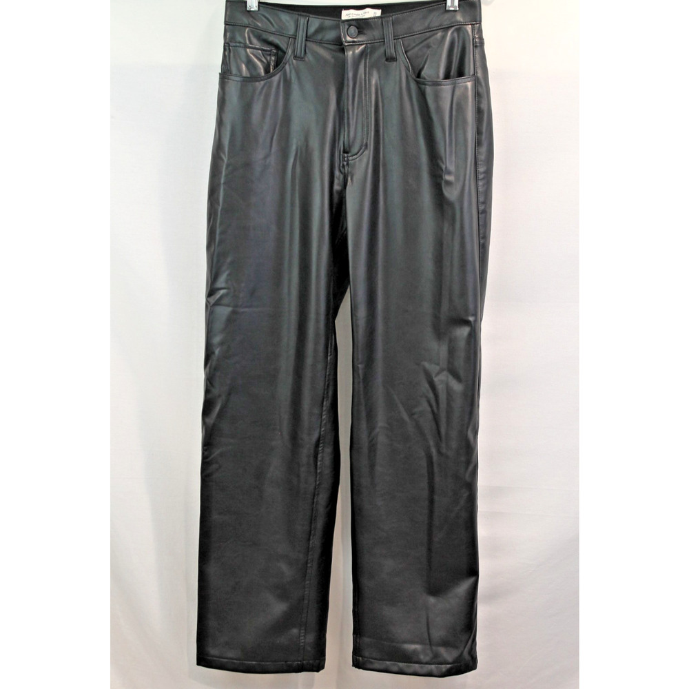 Abercrombie & Fitch Black Faux Leather Straight Leg Pants